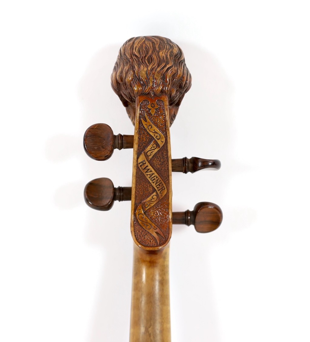 An early 20th century German violin, overall 62cm